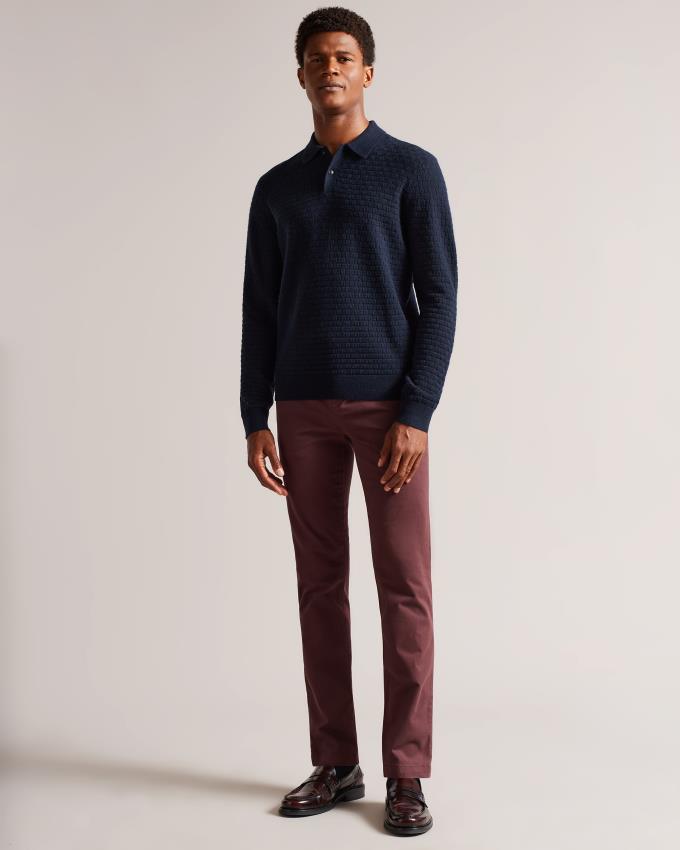 Pantalon Chino Ted Baker Slim Bordeaux Homme | TLD-41910028